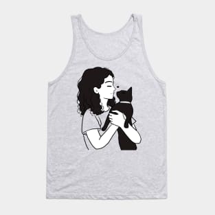 Cute girl holding black cat Tank Top